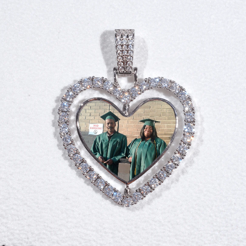 3D Spinning 2-Faced Heart Custom Picture Pendant