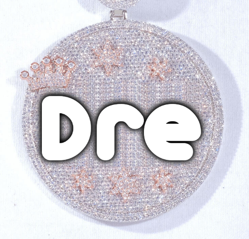 CUSTOM LETTER NECKLACE 3D BIG CROWN DISC