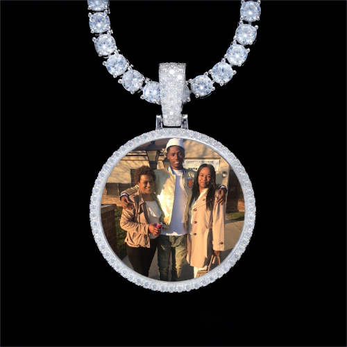 925S & VVS Moissanite 3D Circle Custom Picture Pendant