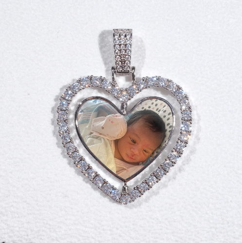 3D Spinning 2-Faced Heart Custom Picture Pendant