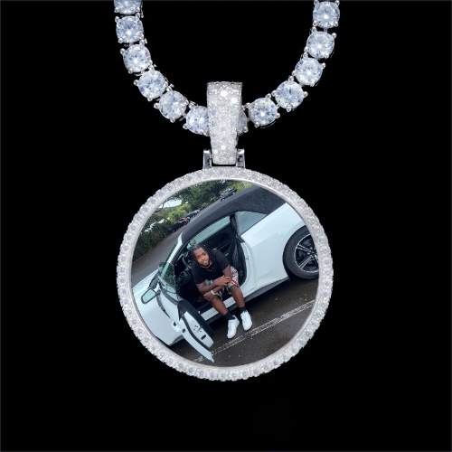925S & VVS Moissanite 3D Circle Custom Picture Pendant