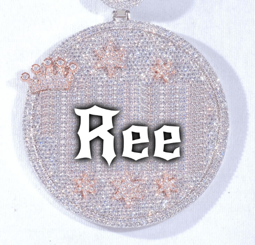 CUSTOM LETTER NECKLACE 3D BIG CROWN DISC