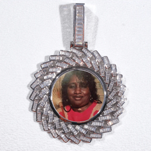 Large 3D Baguette Custom Picture Pendant