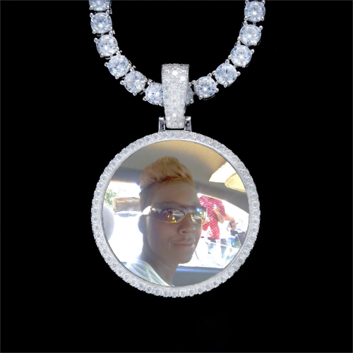 925S & VVS Moissanite 3D Circle Custom Picture Pendant