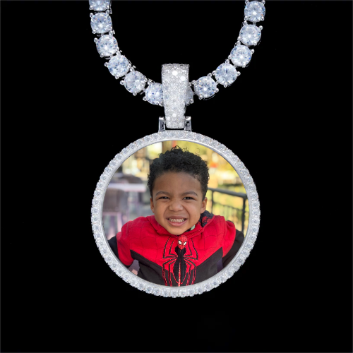 925S & VVS Moissanite 3D Circle Custom Picture Pendant