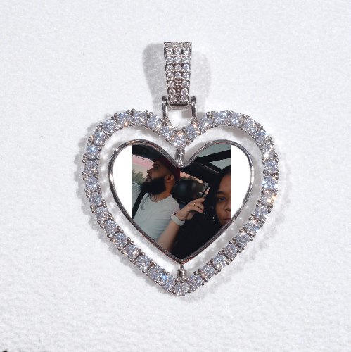 3D Spinning 2-Faced Heart Custom Picture Pendant