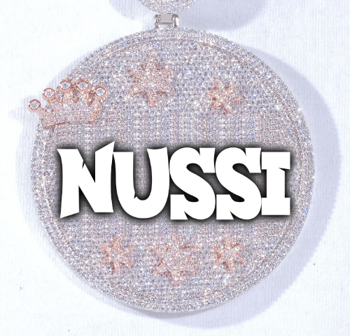 CUSTOM LETTER NECKLACE 3D BIG CROWN DISC