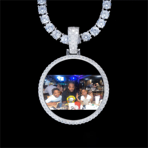 925S & VVS Moissanite 3D Circle Custom Picture Pendant