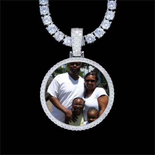925S & VVS Moissanite 3D Circle Custom Picture Pendant