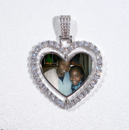 3D Spinning 2-Faced Heart Custom Picture Pendant