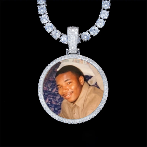 925S & VVS Moissanite 3D Circle Custom Picture Pendant