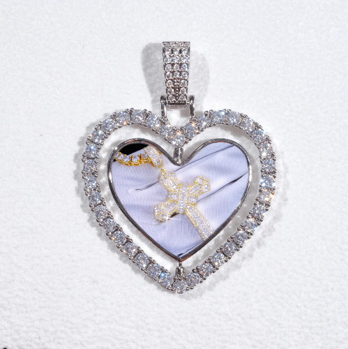 3D Spinning 2-Faced Heart Custom Picture Pendant