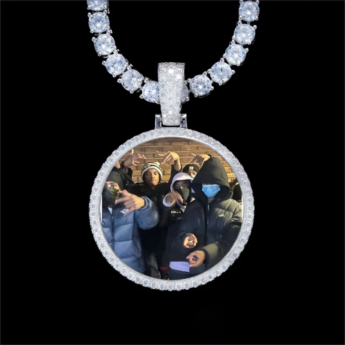 925S & VVS Moissanite 3D Circle Custom Picture Pendant