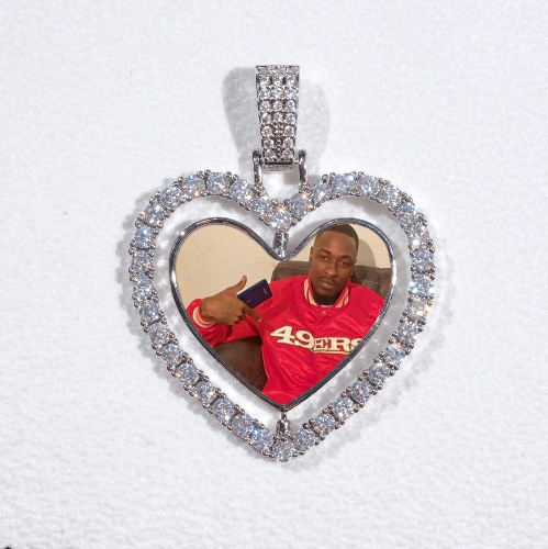 3D Spinning 2-Faced Heart Custom Picture Pendant