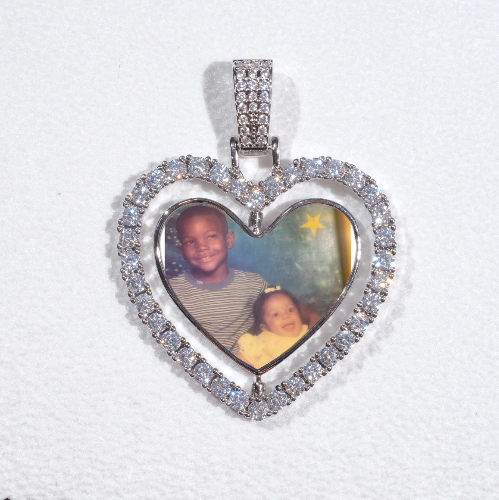 3D Spinning 2-Faced Heart Custom Picture Pendant