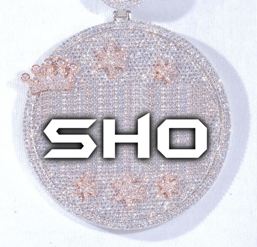 CUSTOM LETTER NECKLACE 3D BIG CROWN DISC