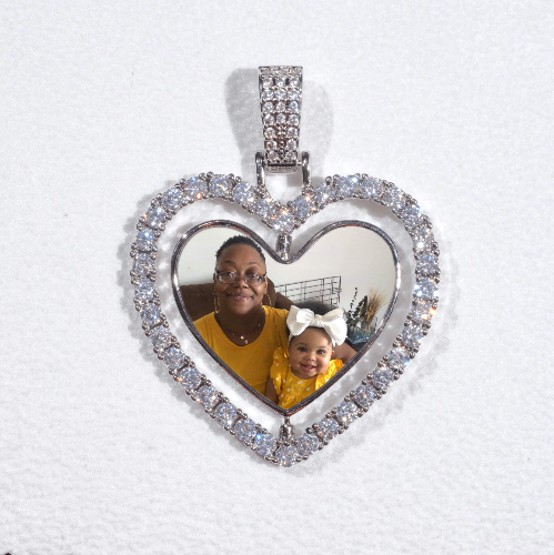 3D Spinning 2-Faced Heart Custom Picture Pendant