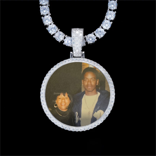 925S & VVS Moissanite 3D Circle Custom Picture Pendant