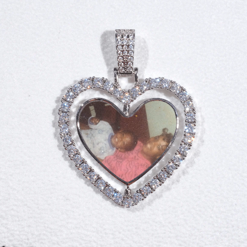 3D Spinning 2-Faced Heart Custom Picture Pendant