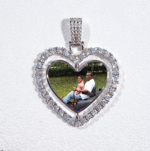 3D Spinning 2-Faced Heart Custom Picture Pendant