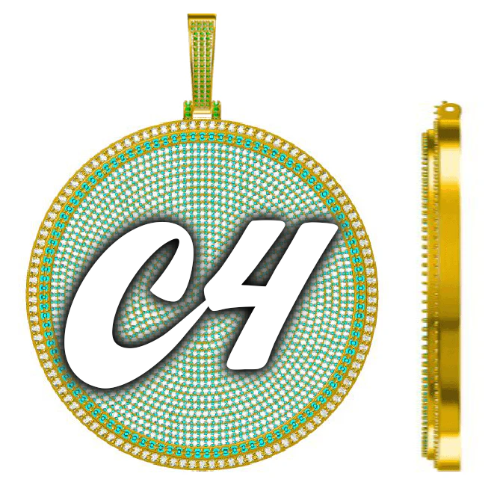 CUSTOM LETTER NECKLACE 3D BIG DISC