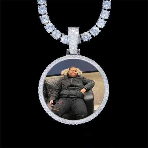 925S & VVS Moissanite 3D Circle Custom Picture Pendant