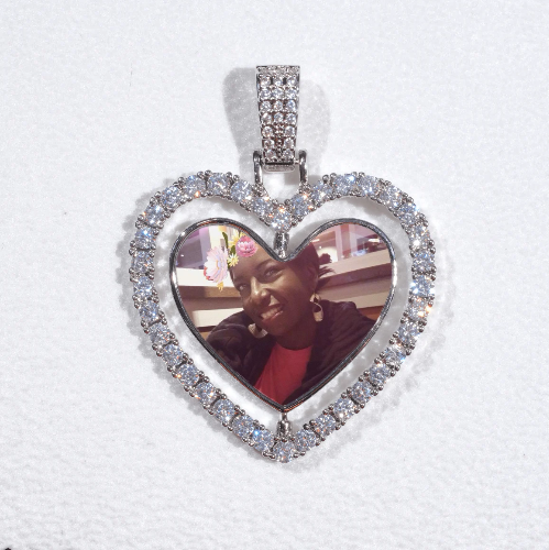 3D Spinning 2-Faced Heart Custom Picture Pendant