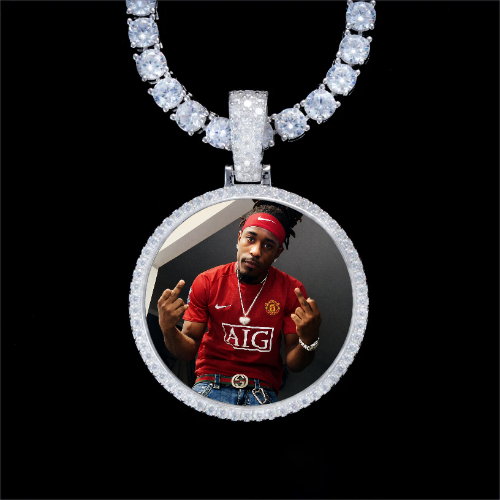 925S & VVS Moissanite 3D Circle Custom Picture Pendant