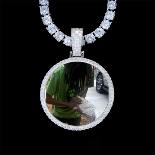 925S & VVS Moissanite 3D Circle Custom Picture Pendant