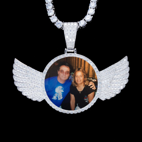 925S & VVS Moissanite 3D Wing Custom Picture Pendant