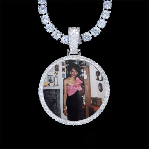 925S & VVS Moissanite 3D Circle Custom Picture Pendant