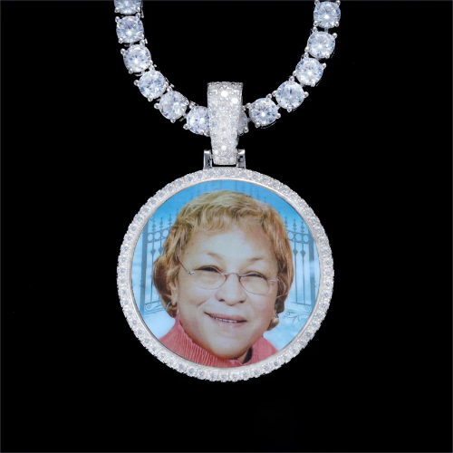 925S & VVS Moissanite 3D Circle Custom Picture Pendant