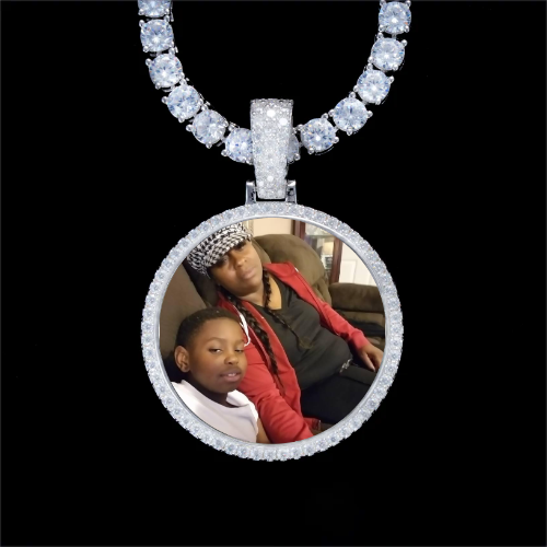 925S & VVS Moissanite 3D Circle Custom Picture Pendant