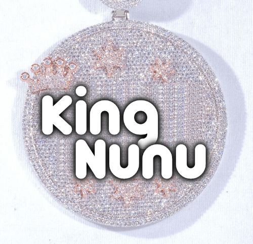 CUSTOM LETTER NECKLACE 3D BIG CROWN DISC