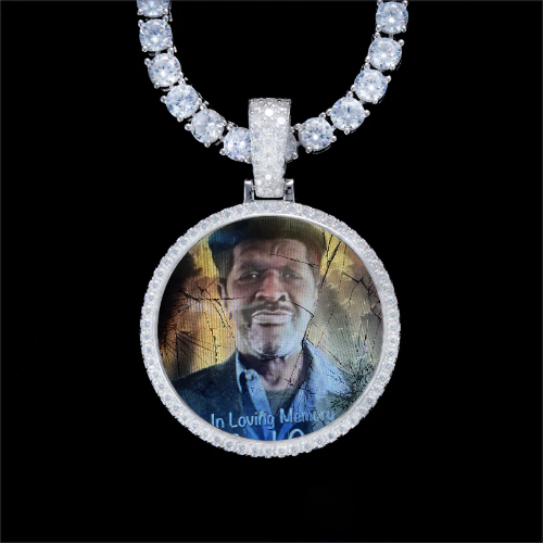 925S & VVS Moissanite 3D Circle Custom Picture Pendant