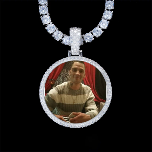 925S & VVS Moissanite 3D Circle Custom Picture Pendant