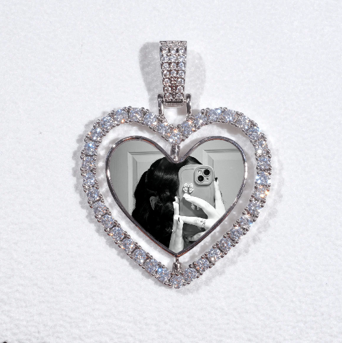 3D Spinning 2-Faced Heart Custom Picture Pendant