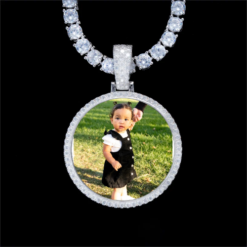 925S & VVS Moissanite 3D Circle Custom Picture Pendant