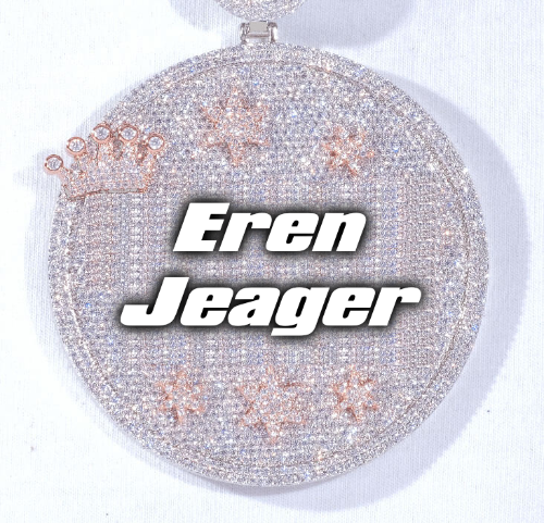 CUSTOM LETTER NECKLACE 3D BIG CROWN DISC