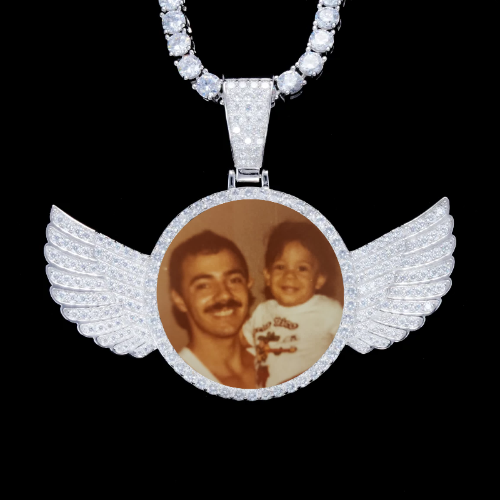 925S & VVS Moissanite 3D Wing Custom Picture Pendant