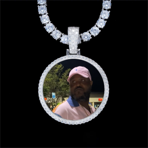 925S & VVS Moissanite 3D Circle Custom Picture Pendant