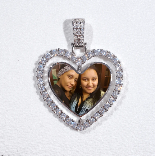 3D Spinning 2-Faced Heart Custom Picture Pendant