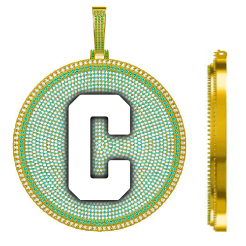 CUSTOM LETTER NECKLACE 3D BIG DISC