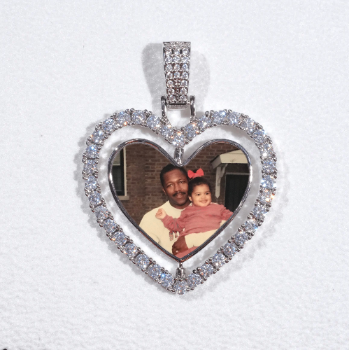 3D Spinning 2-Faced Heart Custom Picture Pendant