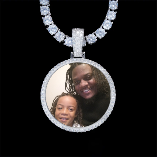 925S & VVS Moissanite 3D Circle Custom Picture Pendant