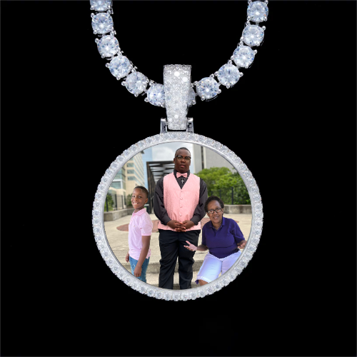925S & VVS Moissanite 3D Circle Custom Picture Pendant