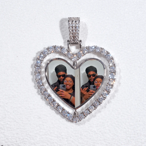 3D Spinning 2-Faced Heart Custom Picture Pendant