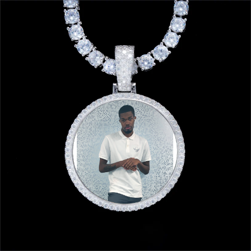925S & VVS Moissanite 3D Circle Custom Picture Pendant