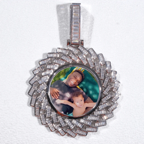 Large 3D Baguette Custom Picture Pendant