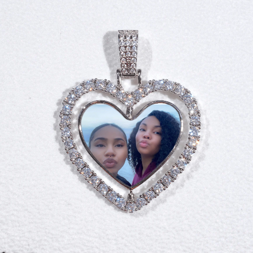 3D Spinning 2-Faced Heart Custom Picture Pendant